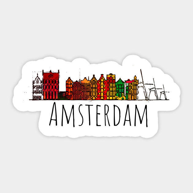 Eeuwigdurend Medaille wond Amsterdam Skyline Holland Love Travel Destination Graphic Design - Amsterdam  City - Sticker | TeePublic