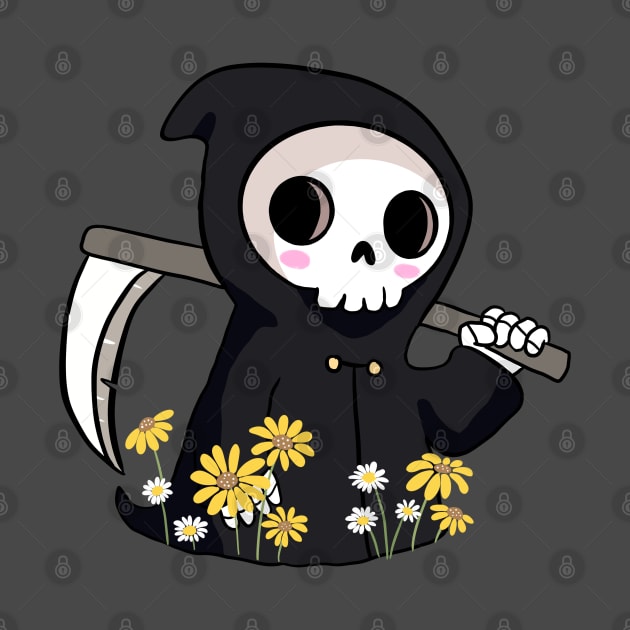 Cute grim reaper with daisy flowers by Yarafantasyart