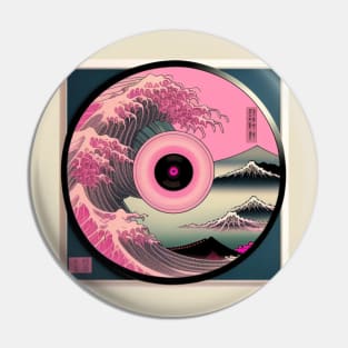 Pink and Blue Japanese Hokusai Landscape Vinyl Pin