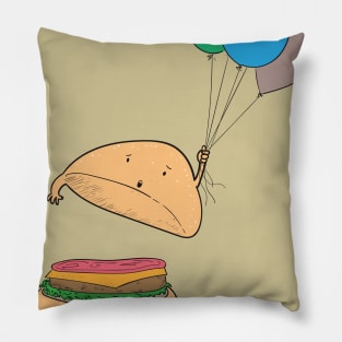 Hamburger holds balloons in the air Pillow