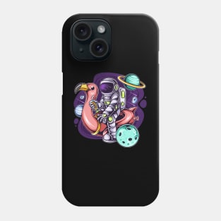 Astronaut sitting flamingo space Phone Case