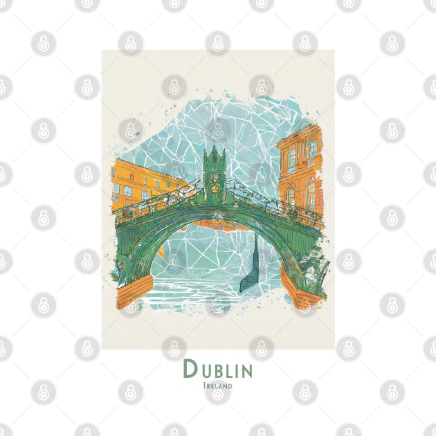 Dublin Half Penny Bridge Illustration by POD24