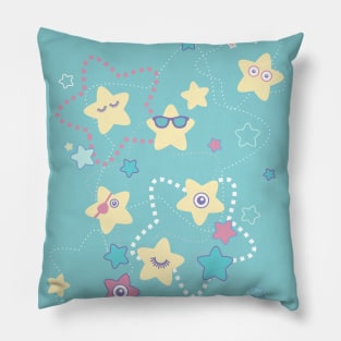 Cute Crazy Pastel Night Stars Pillow