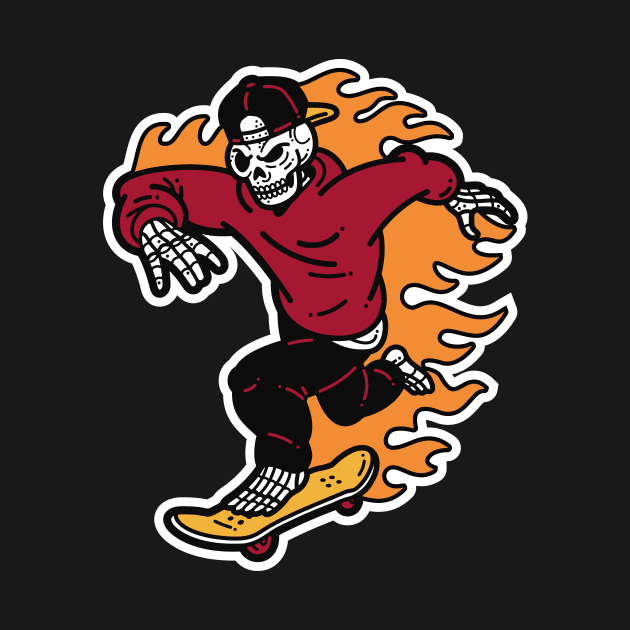 Flaming Skeleton Skater Illustration by SLAG_Creative