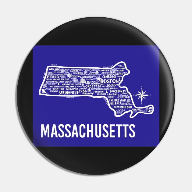 Massachusetts Map Pin by fiberandgloss
