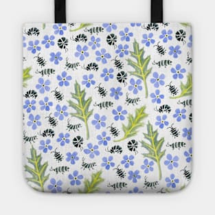 Tiny Watercolor Roly Polies with Flowers Tote