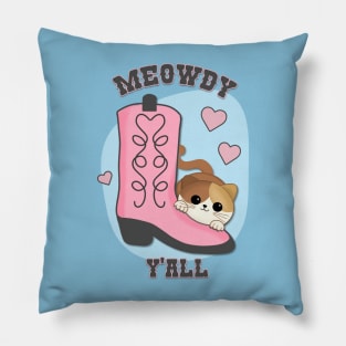 Meowdy Y'all Cat cowgirl design Pillow