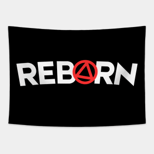 Reborn woth Red AA Symbol Tapestry