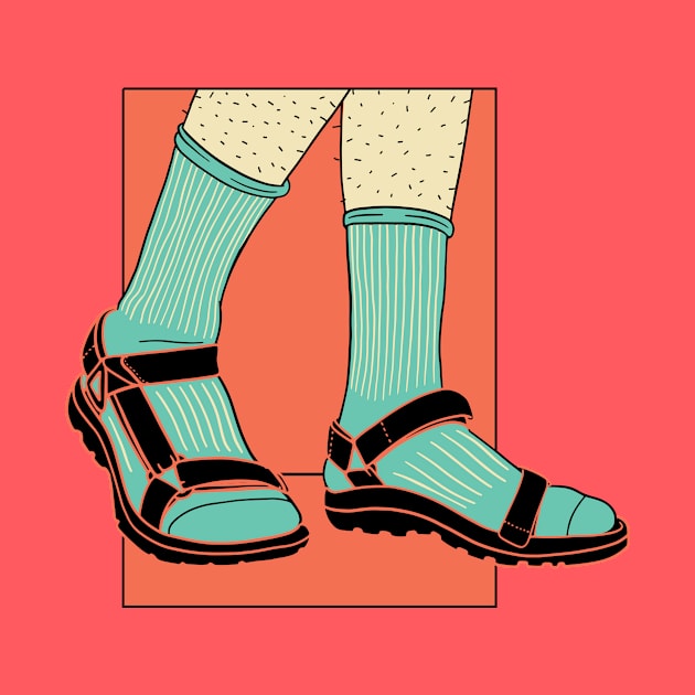 Socks with Sandals // Funny Retro Dad Look by SLAG_Creative