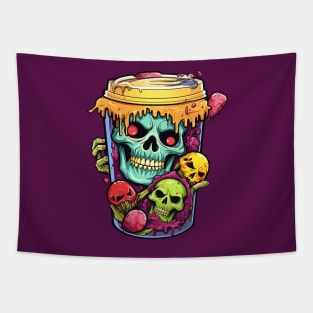 Halloween Monsters coffee illustration Tapestry