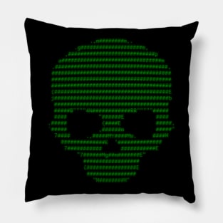 Green ASCII Skull Pillow