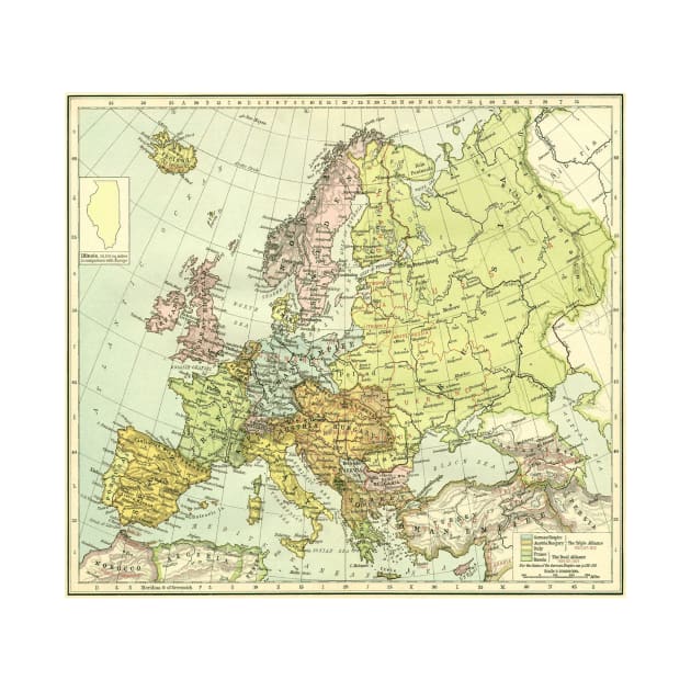 Vintage Map of Europe (1918) by Bravuramedia