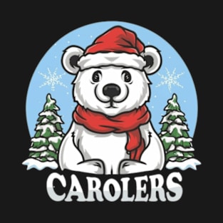 Polar bears, caroling, Christmas, snow, Arctic, holiday, festive, singing, scarves, adorable T-Shirt