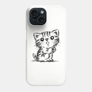 Black and White Sketch of an American Shorthair Phone Case