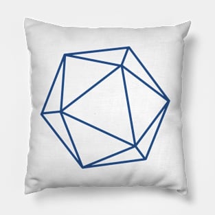 D20 Outline Blue Pillow