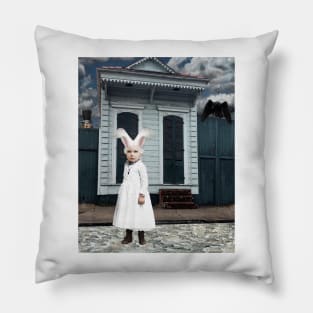 White Rabbit of the French Quarter Pillow