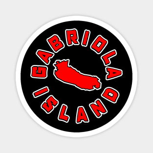 Gabriola Island in a Red Hot Round - Simple Text Circle - Gabriola Island Magnet