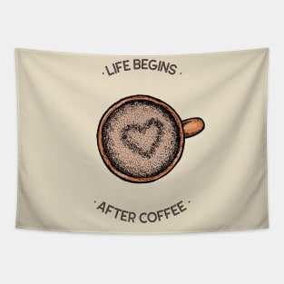 Coffee Addict Quote Life Begins After Coffee Tapestry