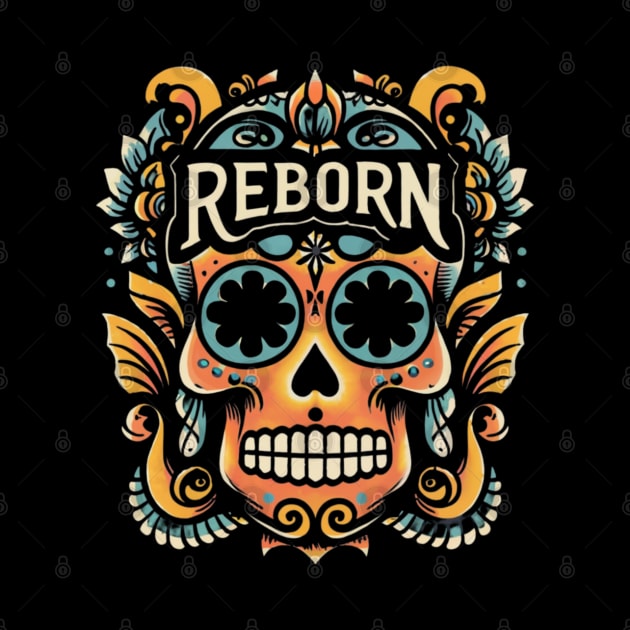 Sugar Skull Old School Tattoo Art 'Reborn' by SOS@ddicted