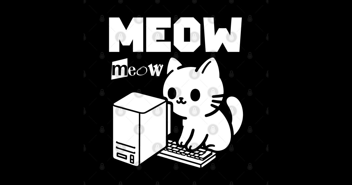 Cute cat using computer - Cat Lover - Sticker | TeePublic