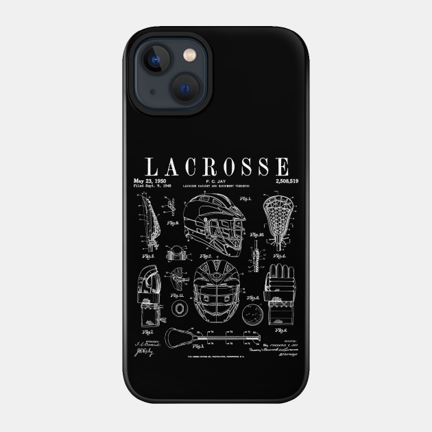 Lacrosse Player Equipment Vintage Patent Drawing Print - Lacrosse - Phone Case