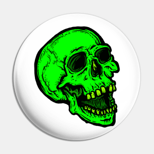 Intense Green Screaming Skull: Bold Pop of color Pin
