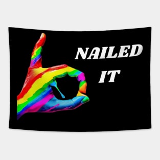 Colorful nailed it hand design Tapestry