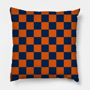 Orange and Navy Colors Checker Pattern Digital Design Pillow