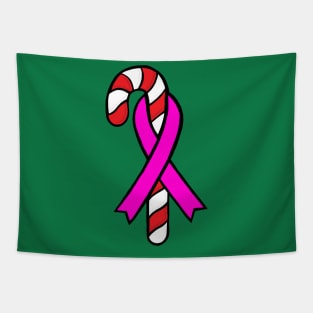 Candy Cane Awareness Ribbon (Pink) Tapestry