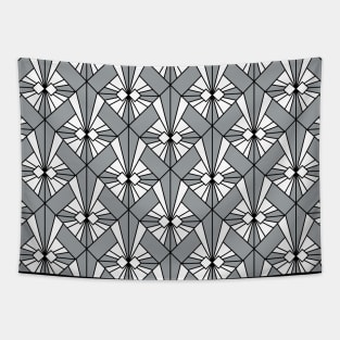 Art Deco Pattern no 75 - Grey Black - Geometrical Pattern Tapestry