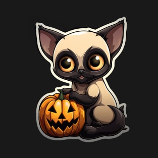 Cute Siamese Cat Lover Funny Halloween Siamese Cat T-Shirt