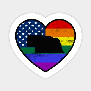 Nebraska United States Gay Pride Flag Heart Magnet