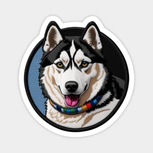 Rainbow Collar Husky Embroidered Patch Magnet