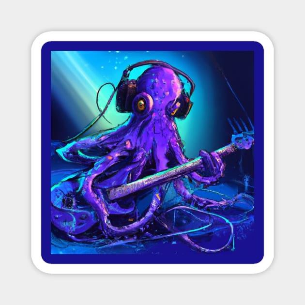 Purple Octopus Playing Heavy Metal in the Ocean Magnet by Star Scrunch