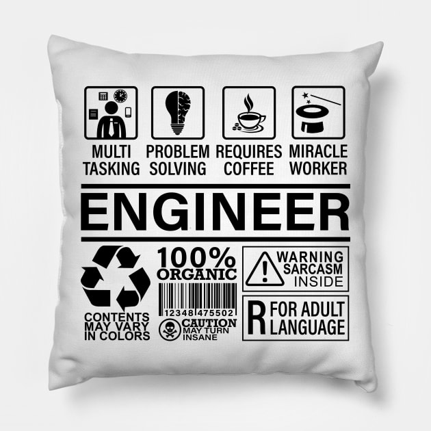 Multitasking Coffee Travel Lover Proud Geeky Engineer Pillow by Wakzs3Arts