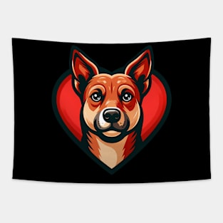 Carolina Dog Puppy Cute Dog Heart Valentine Art Tapestry