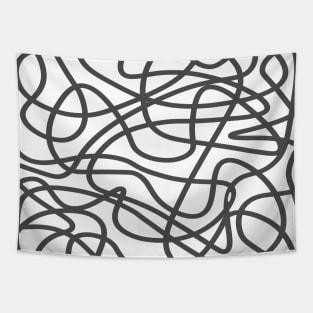 Grey random abstract doodle lines pattern design Tapestry