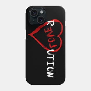 LOVE REVOLUTION red heart white script Phone Case