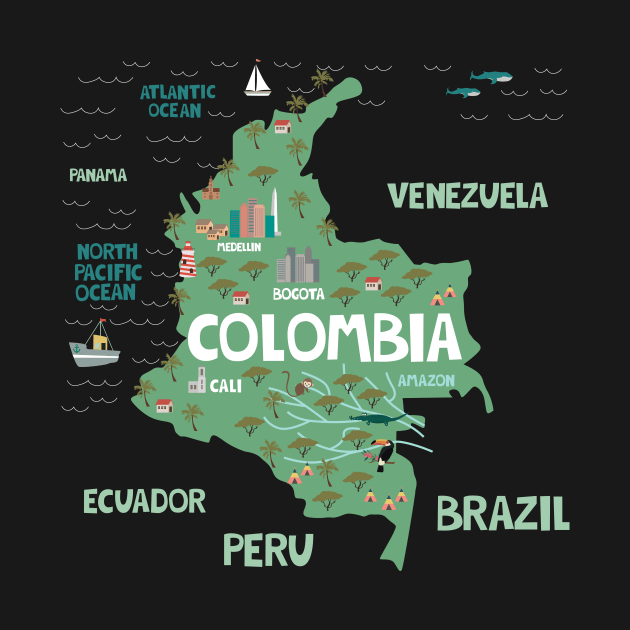 colombia illustrated map by JunkyDotCom