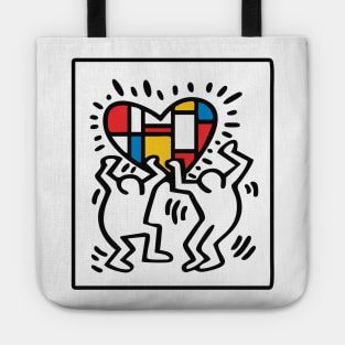 Keith lovers haring outline and Mondrian Pop Art Tote