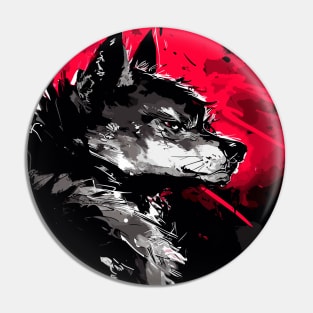 Grey wolf abstract ink portrait Pin