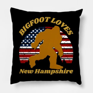 Bigfoot loves America and New Hampshire too Pillow