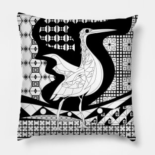 the talavera seagull in mexican pattern wallpaper art in bird watching Pillow