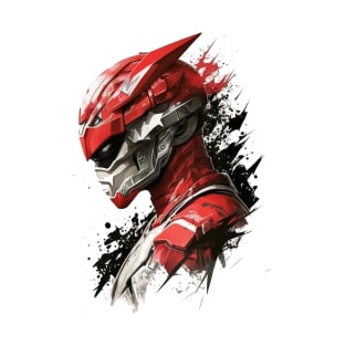 Cat Red Ranger Power Art Design T-Shirt