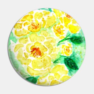 Yellow Watercolor Roses Pin