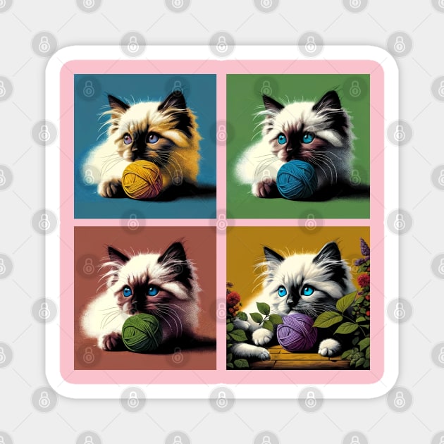 Birman Pop Art - Cute Kitties Magnet by PawPopArt