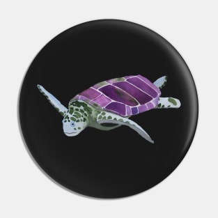 Sea Turtle in Violet and Green Pin