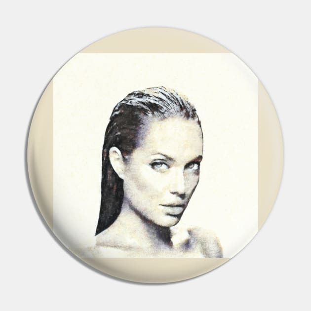 Portrait of Angelina Jolie Pin by happyantsstudio