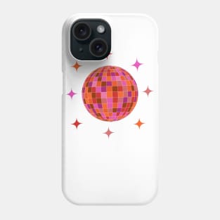 Groovy Disco Ball in pink and orange with stars Phone Case