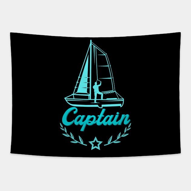 Captain Sailing Ship Sailboat Tapestry by Foxxy Merch